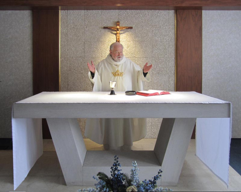 Fr Paul Bernier SSS celebrating Mass in St Ann Shrine